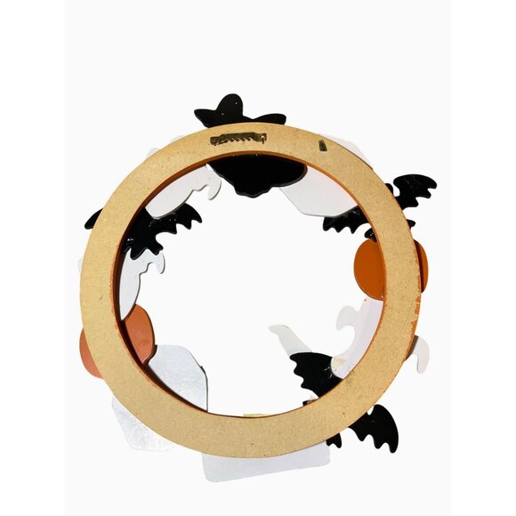 Halloween Wooden Door Wreath With Witch Ghosts & Spider Webs - Picture 5 of 10